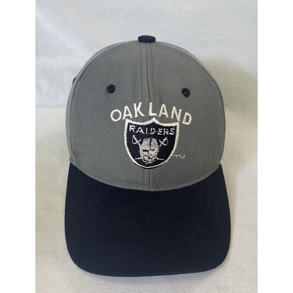 Vintage Oakland Raiders Wool Blend Hook And Loop Strapback Hat Sam’s Cap Brand